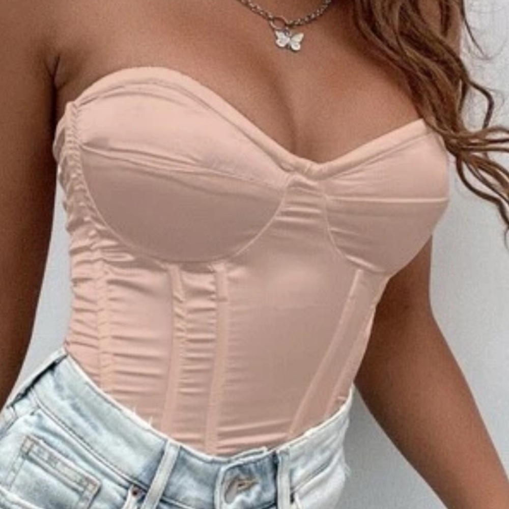 Zip Back Tube Bustier Top